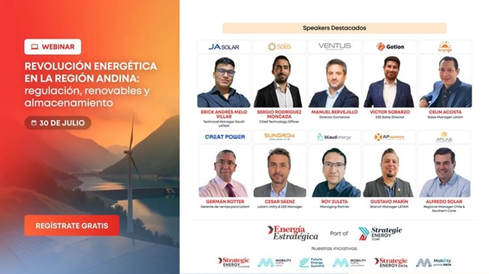 Hoje, empresas líderes estão analisando a transformação energética da região andina em um evento virtual gratuito.