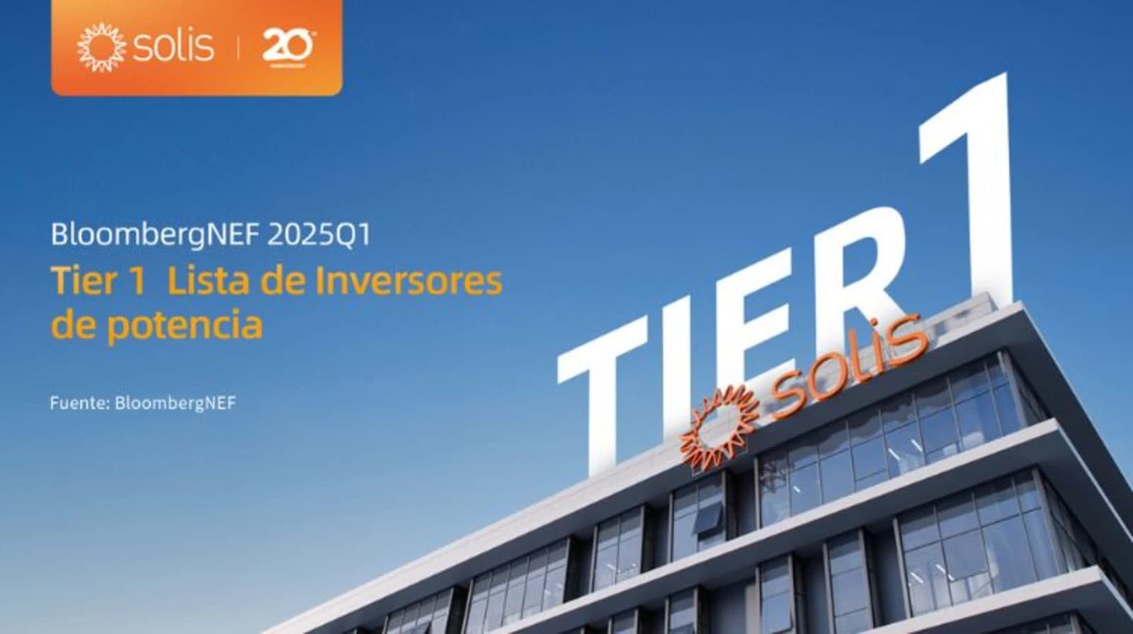 Solis celebra su 20° aniversario con el reconocimiento Tier 1 de BloombergNEF