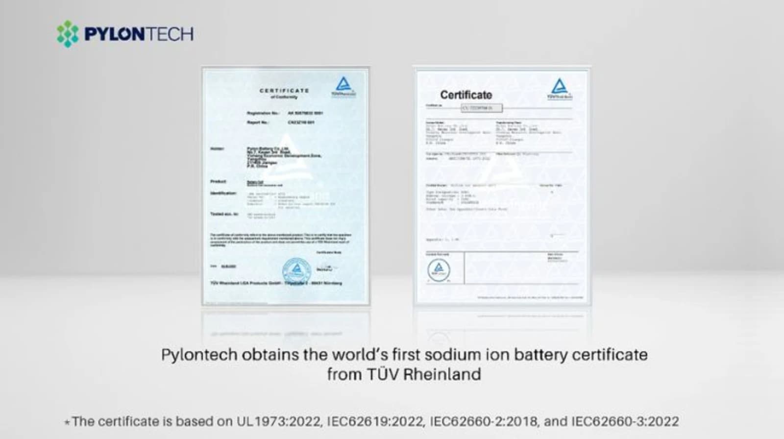 Pylontech obtiene el primer certificado mundial de baterías de iones de sodio de TSV Rheinland