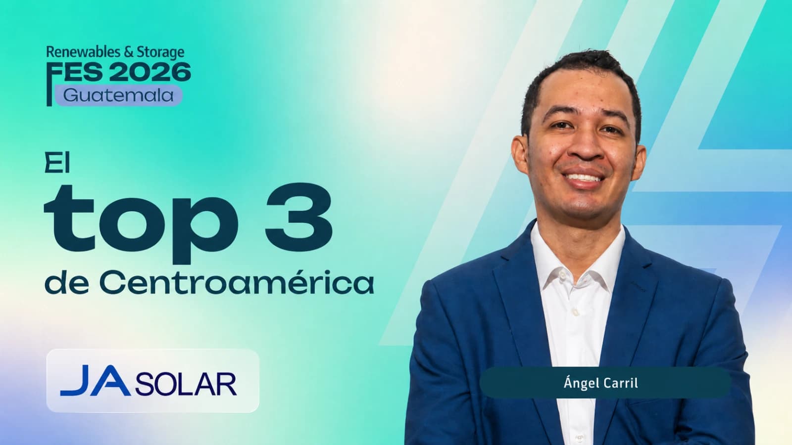 Ángel Carril, Sales Manager para Centroamérica de JA Solar, en exclusiva con Energía Estratégica en FES Guatemala.