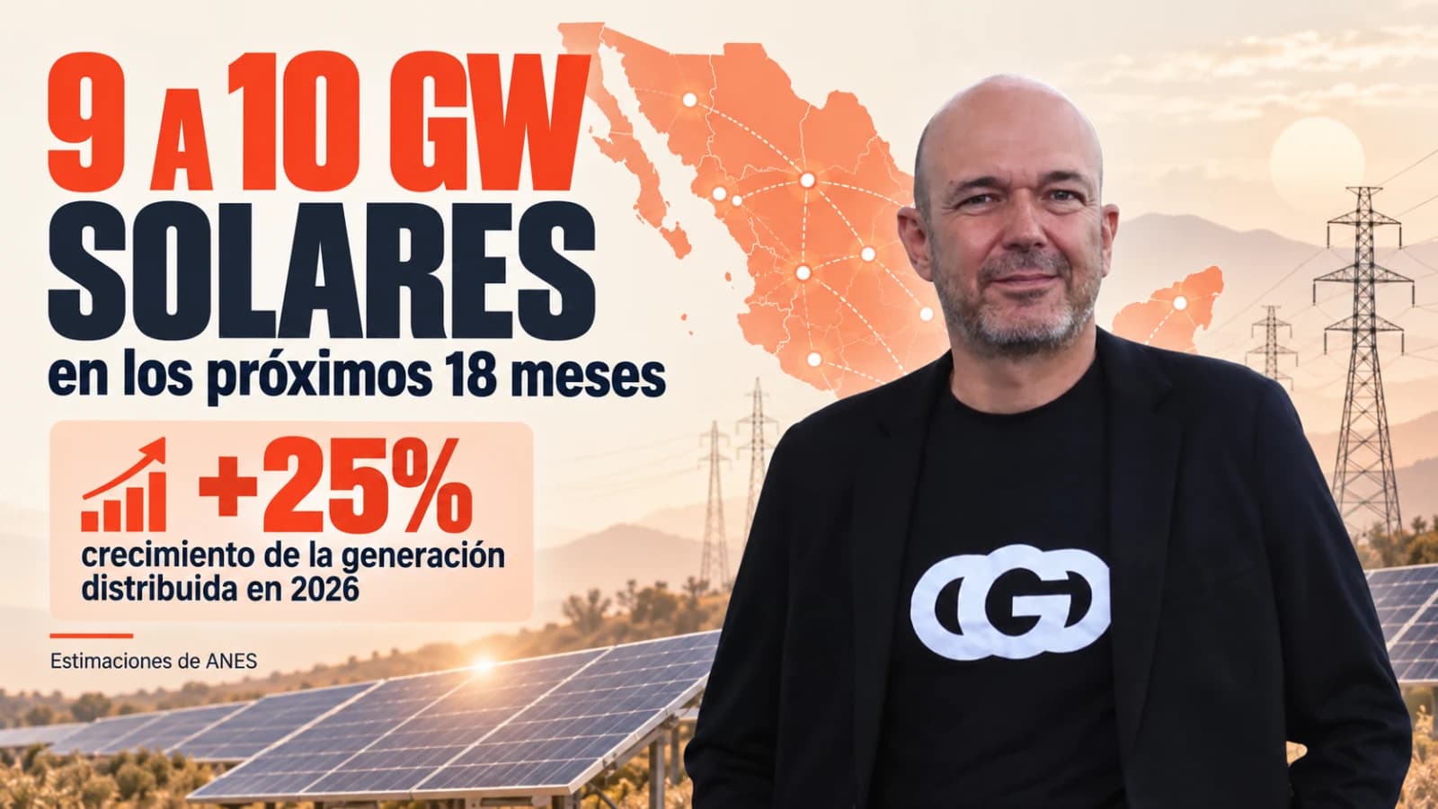 Gilberto Sánchez, presidente de la Asociación Nacional de Energía Solar (ANES), proyecta entre 9 a 10 GW solares en México